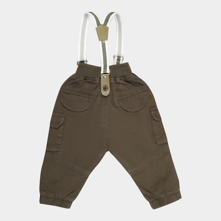 Infants Cotton Solid Trousers, Olive, large image number null