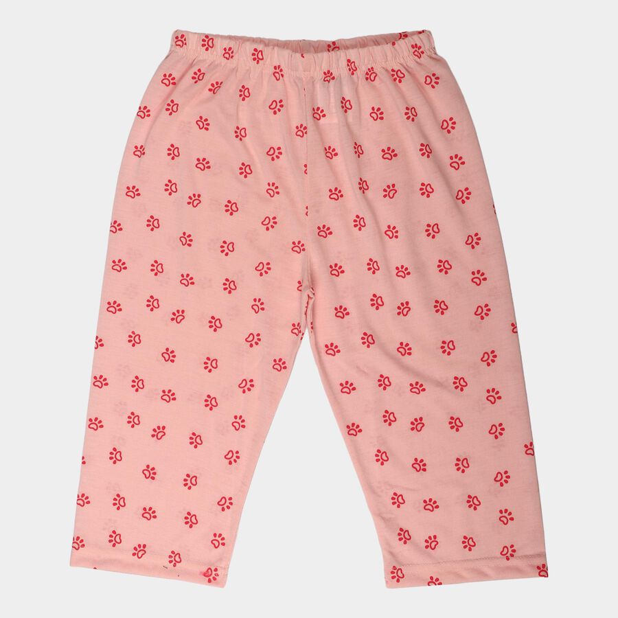 Girls Pink Straight Fit Printed Capri, गुलाबी, large