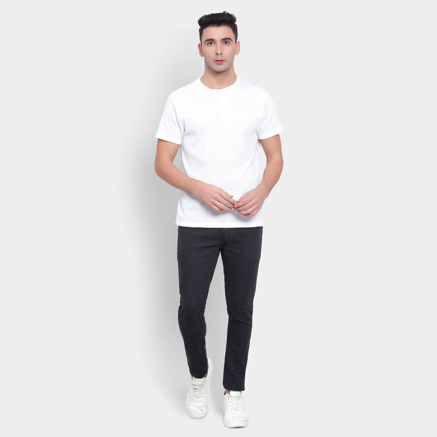 Cotton Solid Henley T-Shirt, White, large image number null
