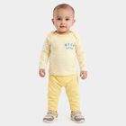 Infants' Yellow Cotton Round Neck Striped Baba Suit, Yellow, small