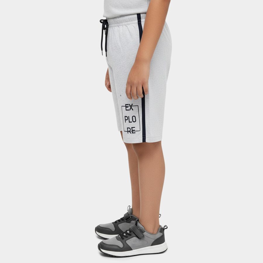 Boys' Grey Regular Fit Bermuda Shorts, Ecru Melange, large
