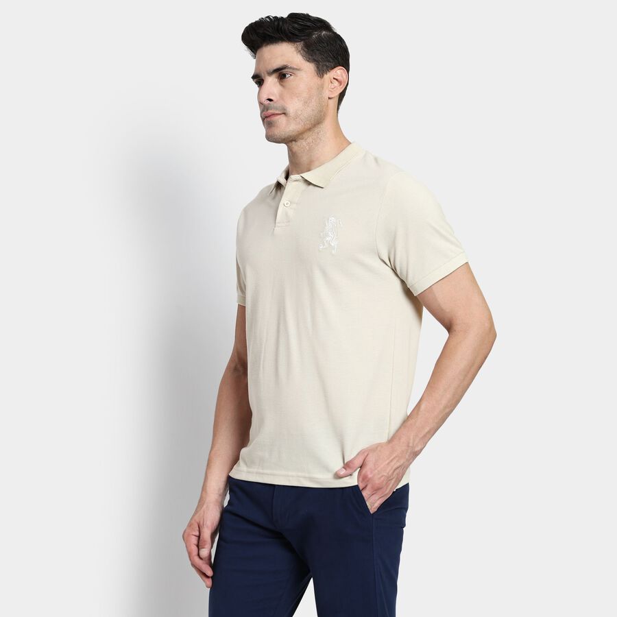 Men's Collared Half Sleeves T-Shirt, एक्रू मिश्रित, large image number null