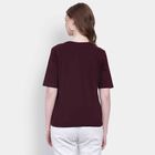 Printed Round Neck T-Shirt, Wine, small image number null
