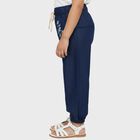 Girls' Navy Blue Relaxed Fit Embroidered Jeans, Mid Blue, small