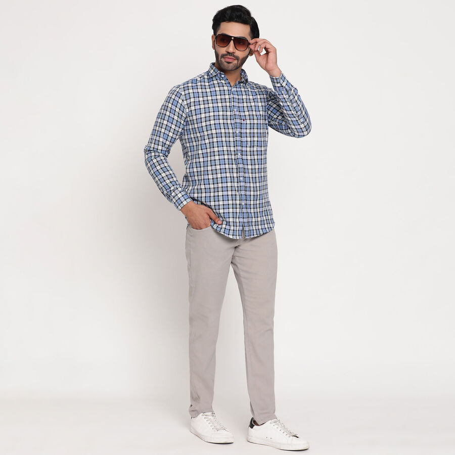 Checks Casual Shirt, मध्यम नीला, large image number null