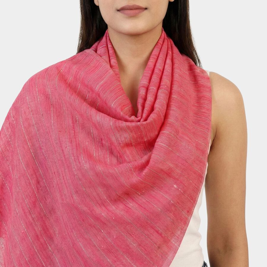 Women's Bright Pink Striped Dupatta, रानी (फ्यूशिया), large