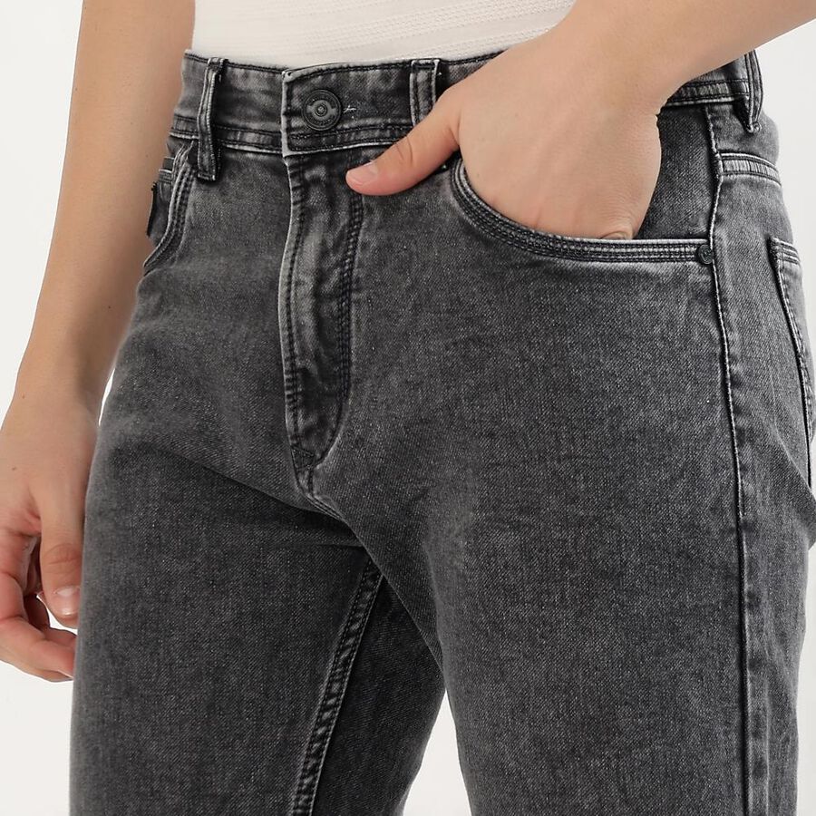 Men's Faded Black Slim Fit Jeans, हल्का ग्रे, large image number null