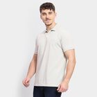 Men's Collared Half Sleeves T-Shirt , Melange Light Grey, small