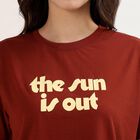 Women's Rust Round Neck Casual T-Shirt, Rust, small