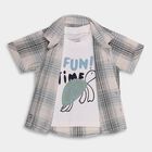 Infants Light Powder Blue Cotton Half Sleeve Classic Casual Shirt, Light Blue, small image number null