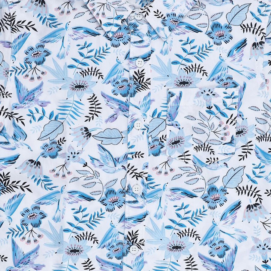 Boys' Rich Eggshell White Cotton Half Sleeve Classic Casual Shirt, सफ़ेद, large image number null