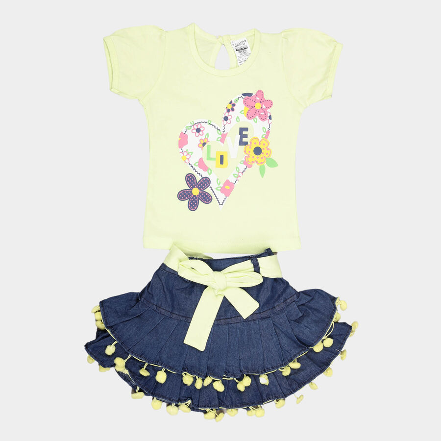 Infants Yellow Hippo Solid Skirt Top Set, Yellow, large image number null