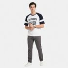 Men's Dark Blue Round Neck Raglan T-Shirt, Dark Blue, small