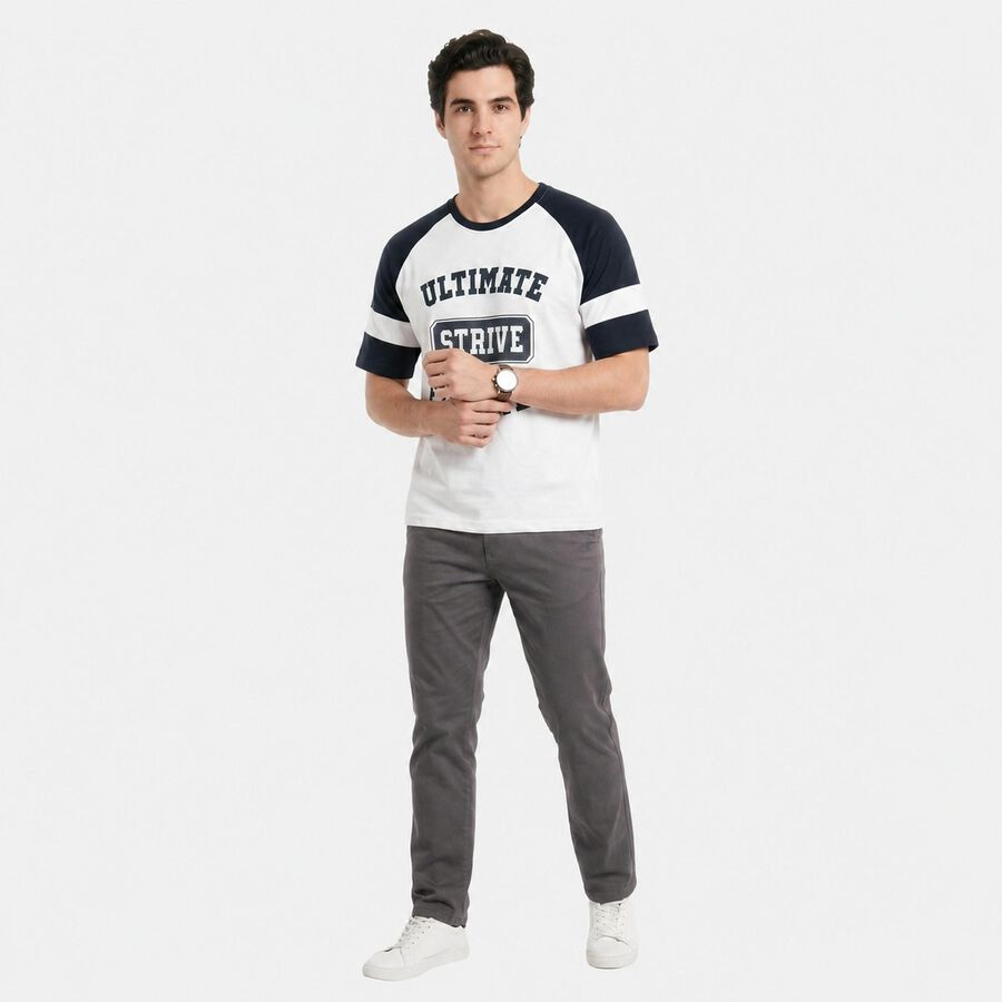 Men's Dark Blue Round Neck Raglan T-Shirt, Dark Blue, large