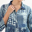Women's Dark Indigo Blue Collar Neck Printed Kurta, Dark Blue, small image number null