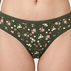 Women's Olive Green Regular Fit Floral Print Panty, Olive, small