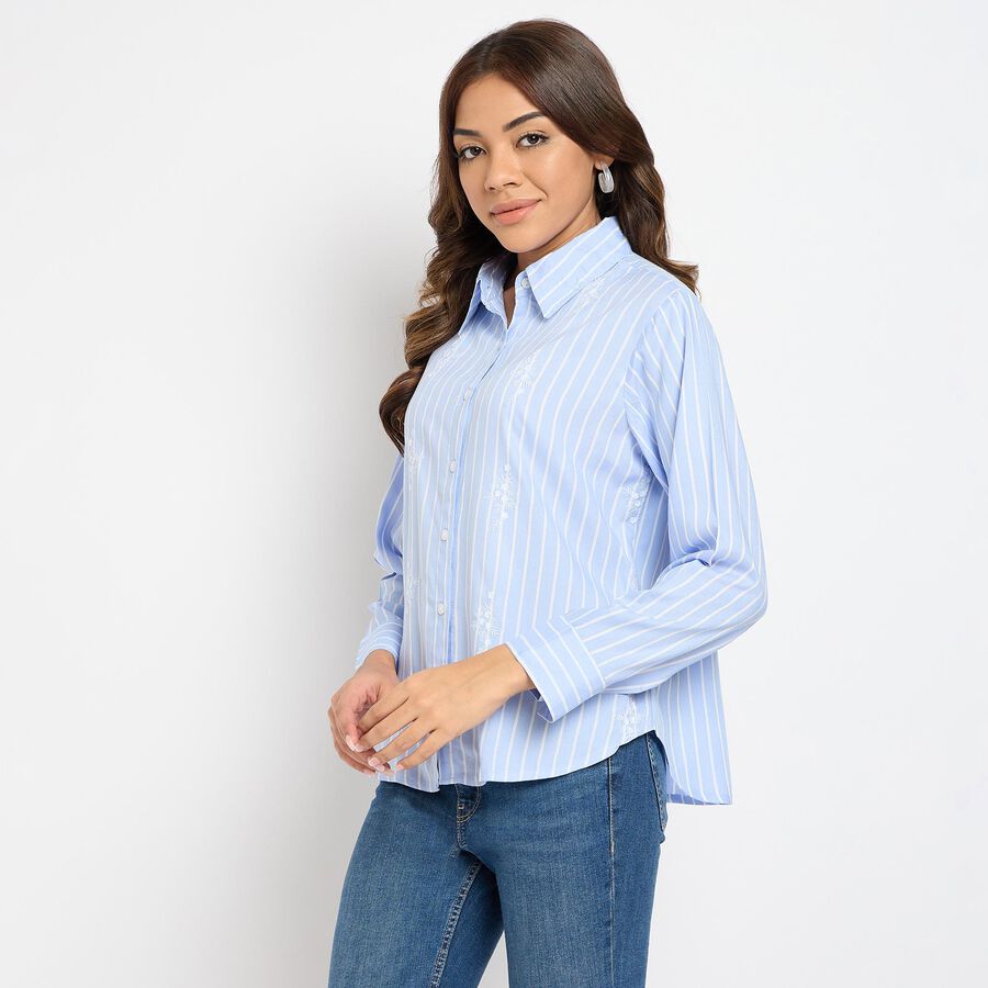 Ladies'  Stripes Shirt, हल्का नीला, large image number null