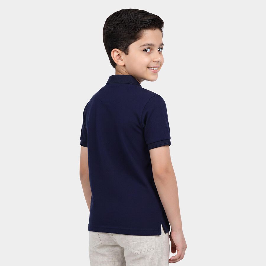 Boys Navy Blue Polo Neck Polo Boys T-Shirt, नेवी ब्लू, large