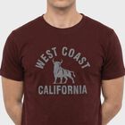 Men's Wine Round Neck Regular Printed T-Shirt, Wine, small