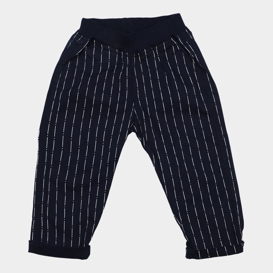 Infants' Navy Blue Straight Fit Pinstriped Trousers, Navy Blue, large