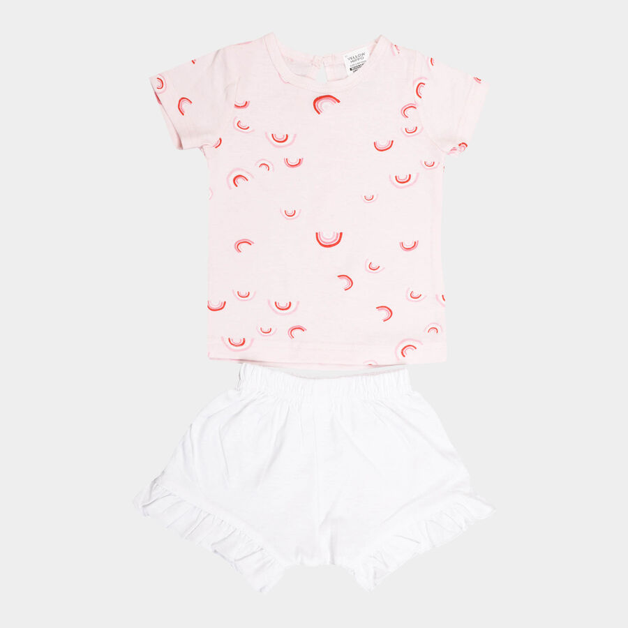 Infants Cotton Shorts Set, Pink, large image number null