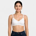 Women's White Cotton Blend V-Neck Bralette Bra, सफ़ेद, small