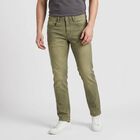 Men's Olive Green Slim Fit Faded Jeans, ओलिव, small