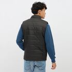 Men's Jet Black High Neck Sleeveless Jacket, Black, small image number null