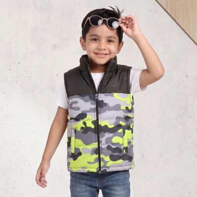 Boys' Black Stand Collar Puffer Jacket