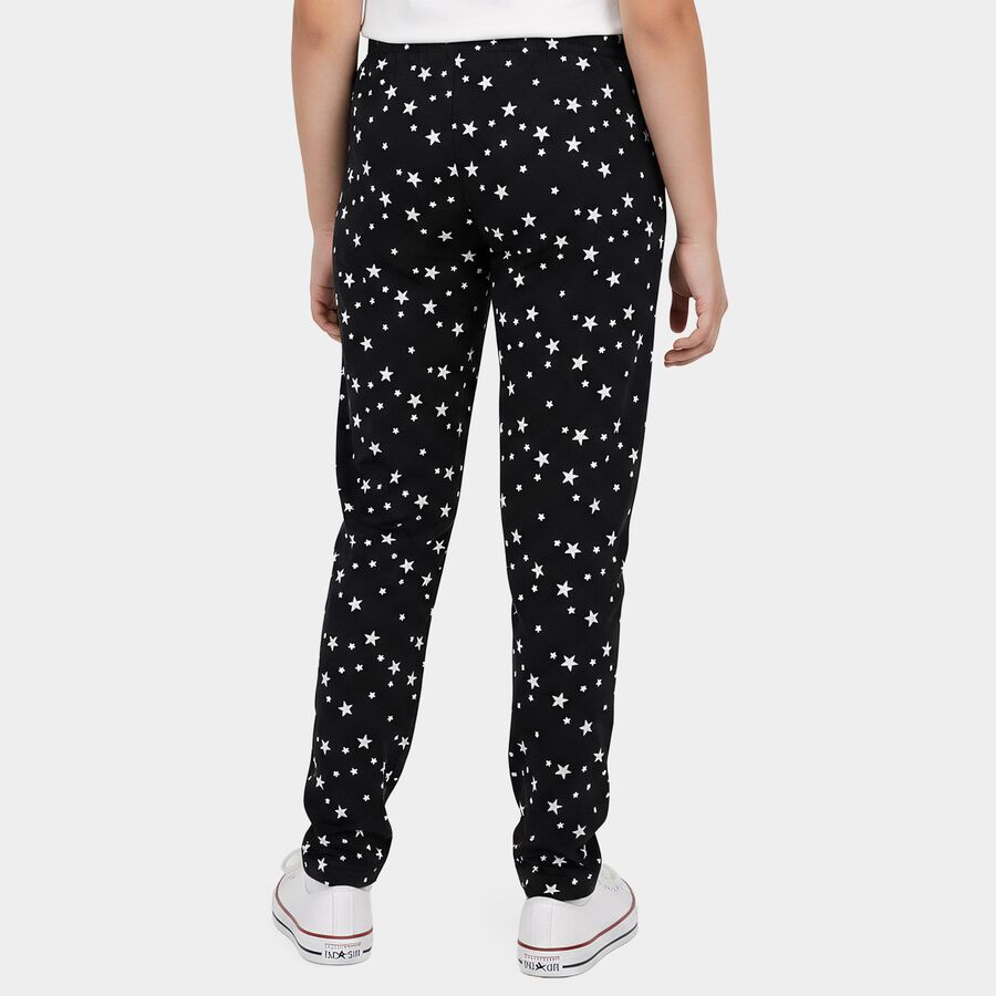 Girls' Navy Blue Straight-Fit Star Printed Cotton Blend Pyjama, नेवी ब्लू, large