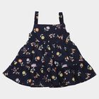 Infants' Navy Blue Tiered Floral Printed Frock, नेवी ब्लू, small