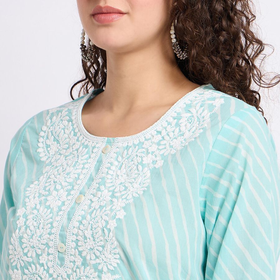Ladies' 100% Cotton Kurta , एक्वा, large image number null