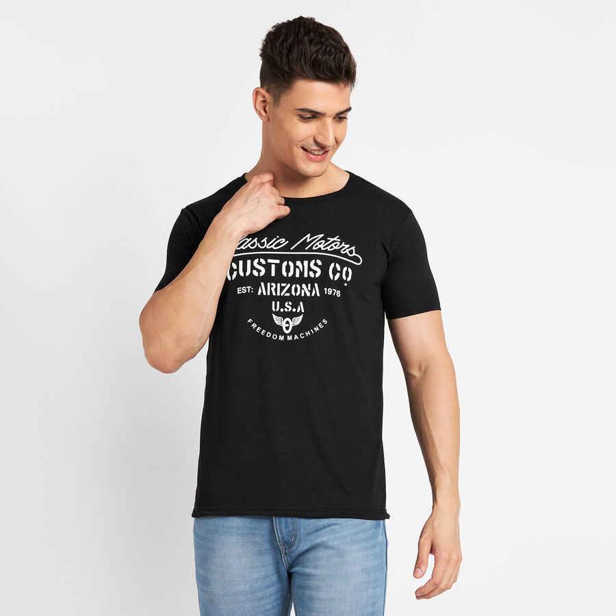 Round Neck T- Shirt, Black, large image number null