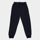 Girls' Navy Blue Cotton Blend Minimalist Pyjama, Navy Blue, small