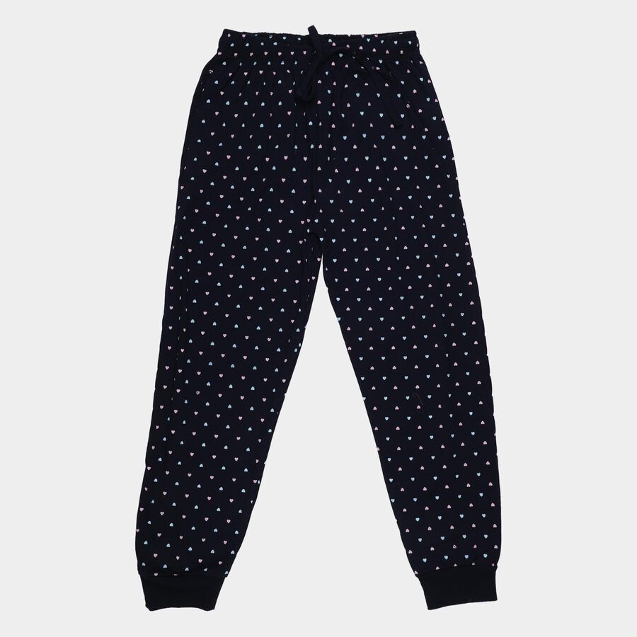 Girls' Navy Blue Cotton Blend Minimalist Pyjama, Navy Blue, large