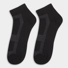 Men's Dark Charcoal Gray and Jet Black Ankle-Length Geometric Socks Pack of 3, Black, small
