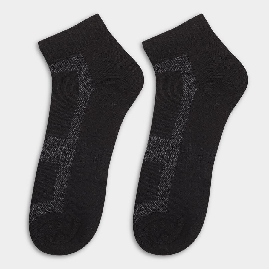 Men's Dark Charcoal Gray and Jet Black Ankle-Length Geometric Socks Pack of 3, Black, large