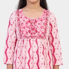 Girls Pink Round Neck Fusion Set Upper and Bottom Set, Pink, small