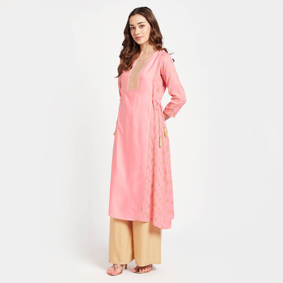 Embroidered Kurta, Light Pink, large image number null