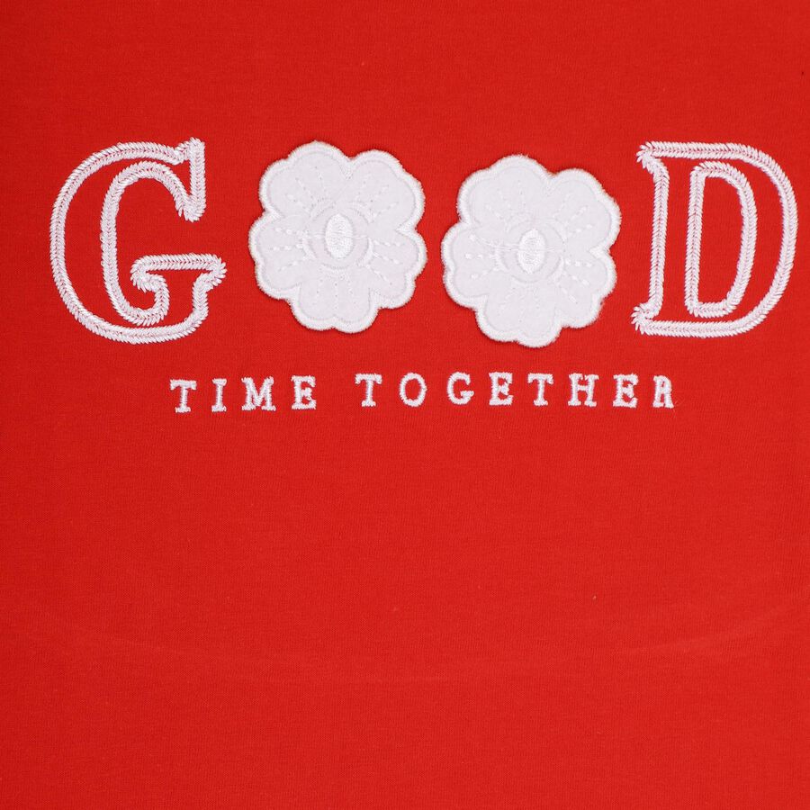 Girls' 100% Cotton T-Shirt, Red, large