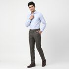 Men's Grey Slim Fit Textured Formal Trousers, गहरा ग्रे, small