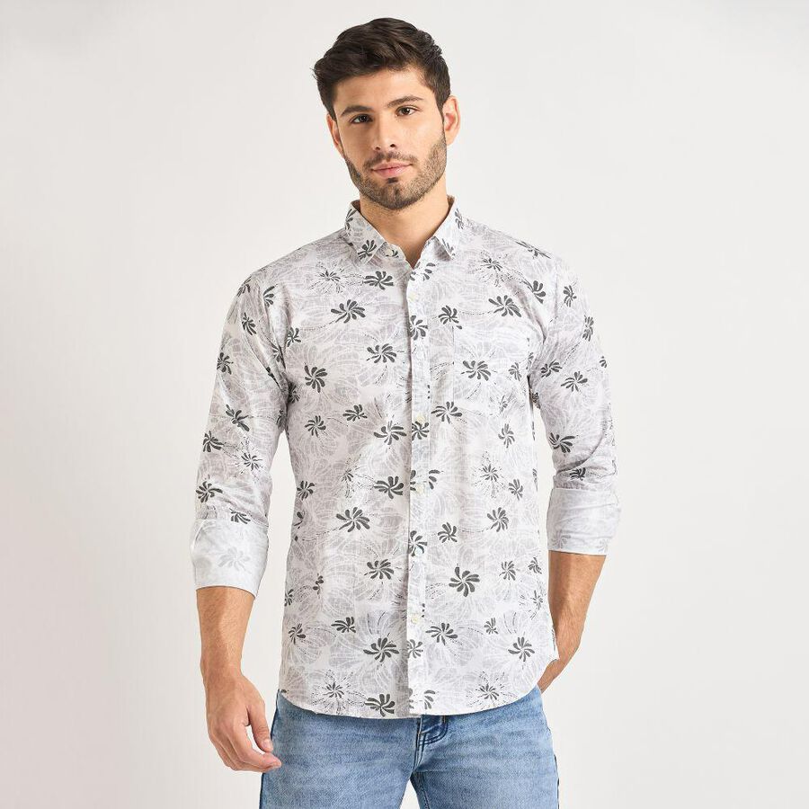 Men's 100% Cotton Casual Shirt , Light Grey, large image number null