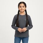 Girls Muted Charcoal Blue Round Neck Thermal, Melange Blue, small image number null