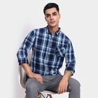 Men's 100% Cotton Casual Shirt, Navy Blue, small image number null