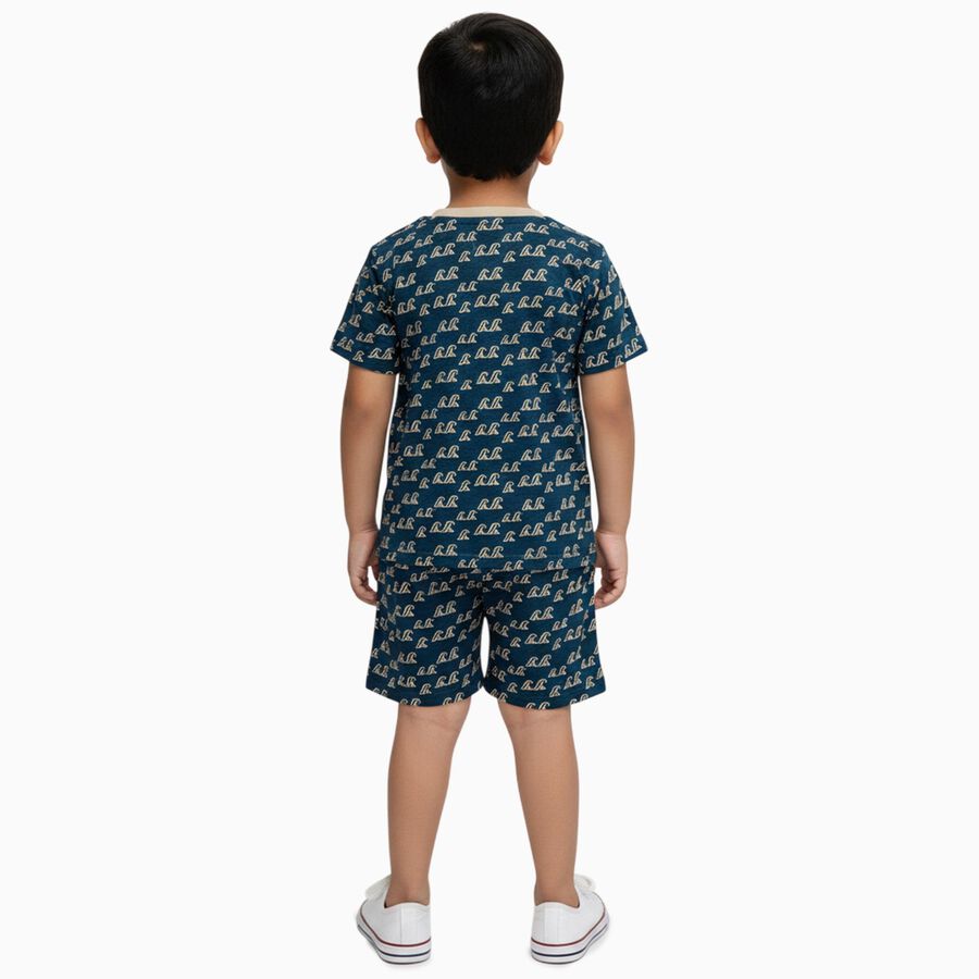 Boys' Night Suit, मध्यम नीला, large image number null