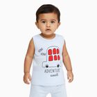 Infants Light Blue Cotton Round Neck Casual Vest, हल्का नीला, small