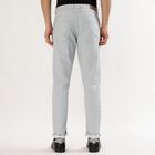 Men's Light Grey Slim Fit Flat-Front Casual Trousers, हल्का नीला, small image number null