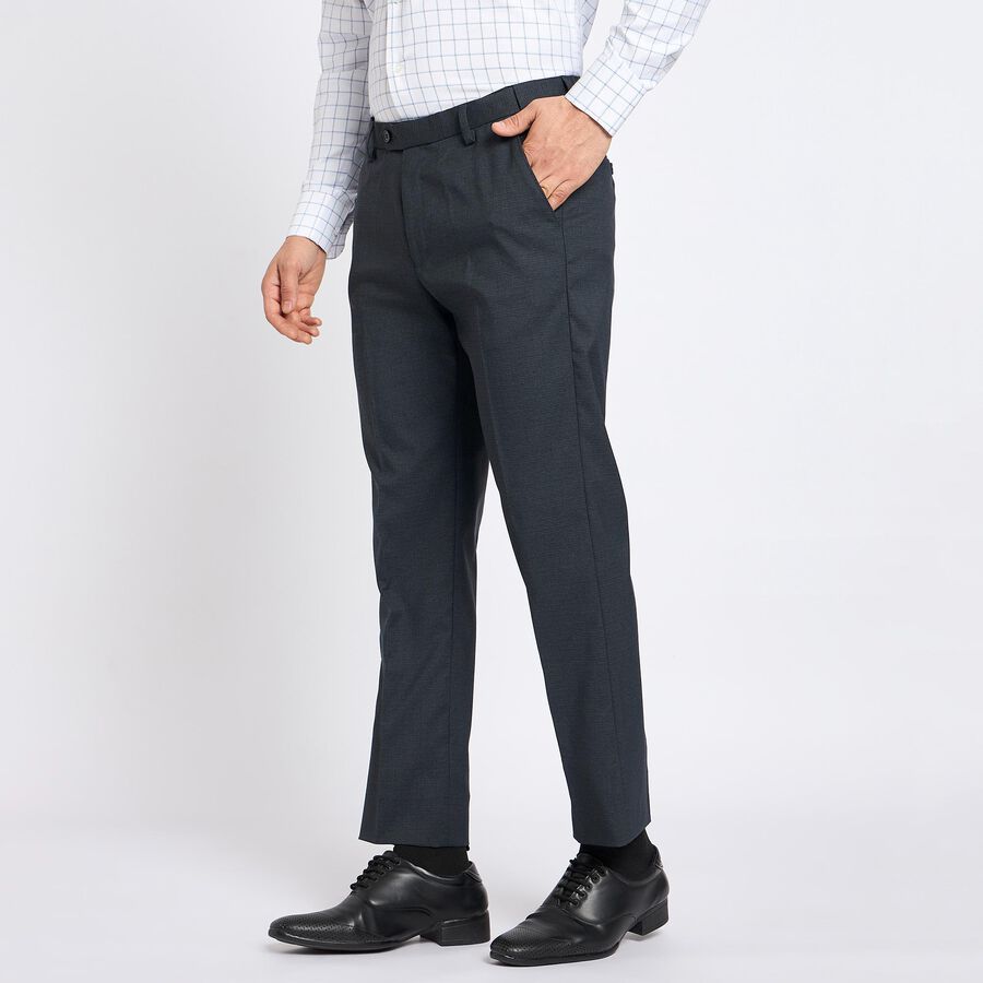 Men's Slim Fit Formal Trousers , Navy Blue, large