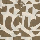 Boys Beige and White Cotton Half Sleeve Button Down Casual Shirt, Beige, small image number null