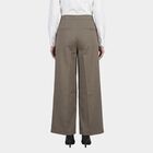 Women's Olive Wide-Leg High-Waist Formal Trousers, Olive, small